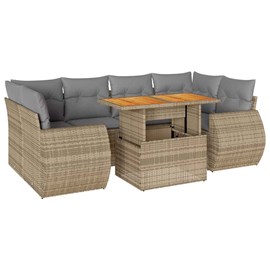 Maison exclusive - salon de jardin avec coussins 7 pcs beige résine tressée