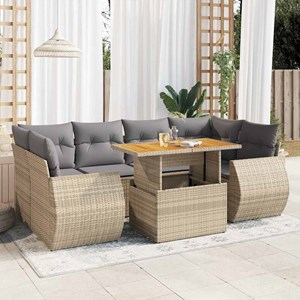 Maison exclusive - salon de jardin avec coussins 7 pcs beige résine tressée