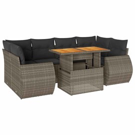 Maison exclusive - salon de jardin avec coussins 7 pcs gris résine tressée