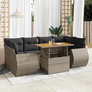 Maison exclusive - salon de jardin avec coussins 7 pcs gris résine tressée