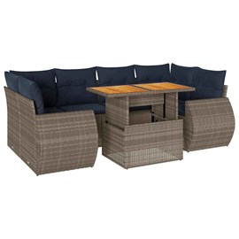 Maison exclusive - salon de jardin avec coussins 7 pcs gris résine tressée