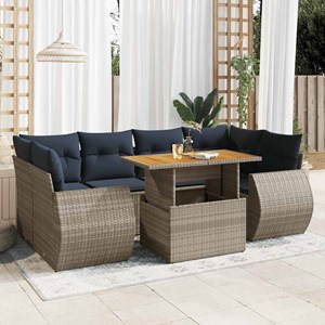 Maison exclusive - salon de jardin avec coussins 7 pcs gris résine tressée