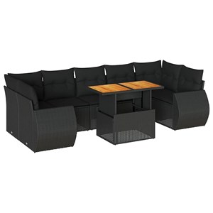 Maison exclusive - salon de jardin 8 pcs avec coussins noir résine tressée