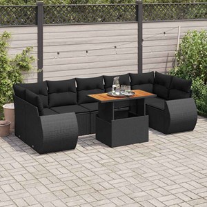 Maison exclusive - salon de jardin 8 pcs avec coussins noir résine tressée