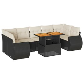 Maison exclusive - salon de jardin 8 pcs avec coussins noir résine tressée