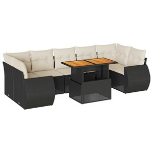 Maison exclusive - salon de jardin 8 pcs avec coussins noir résine tressée