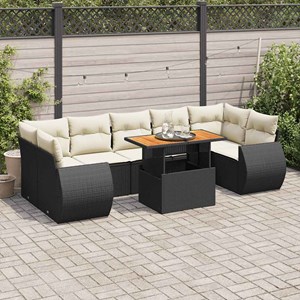 Maison exclusive - salon de jardin 8 pcs avec coussins noir résine tressée