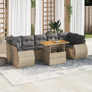 Maison exclusive - salon de jardin avec coussins 8 pcs beige résine tressée