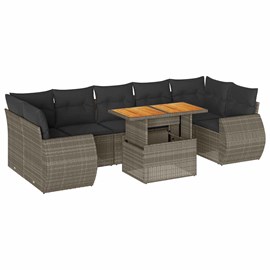 Maison exclusive - salon de jardin 8 pcs avec coussins gris résine tressée