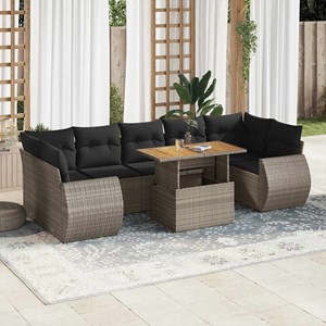 Maison exclusive - salon de jardin 8 pcs avec coussins gris résine tressée