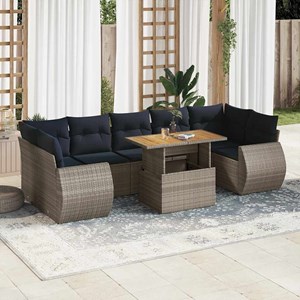 Maison exclusive - salon de jardin 8 pcs avec coussins gris résine tressée