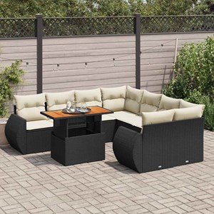 Maison exclusive - salon de jardin 9 pcs avec coussins noir résine tressée