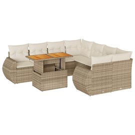 Maison exclusive - salon de jardin avec coussins 9 pcs beige résine tressée