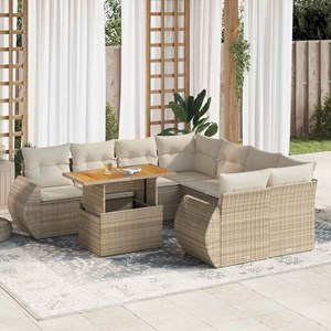 Maison exclusive - salon de jardin avec coussins 9 pcs beige résine tressée