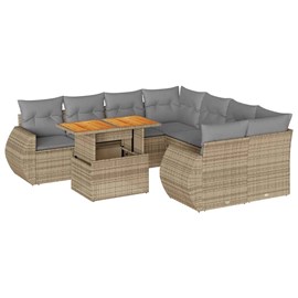 Maison exclusive - salon de jardin avec coussins 9 pcs beige résine tressée