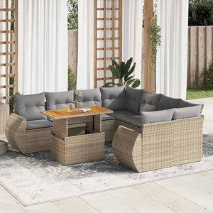 Maison exclusive - salon de jardin avec coussins 9 pcs beige résine tressée
