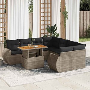 Maison exclusive - salon de jardin 9 pcs avec coussins gris résine tressée