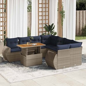 Maison exclusive - salon de jardin 9 pcs avec coussins gris résine tressée