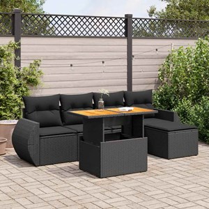 Maison exclusive - salon de jardin 6 pcs avec coussins noir résine tressée