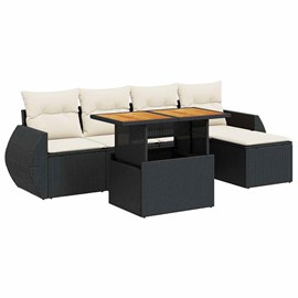 Maison exclusive - salon de jardin 6 pcs avec coussins noir résine tressée