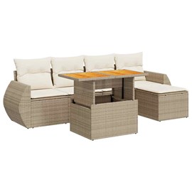 Maison exclusive - salon de jardin avec coussins 6 pcs beige résine tressée