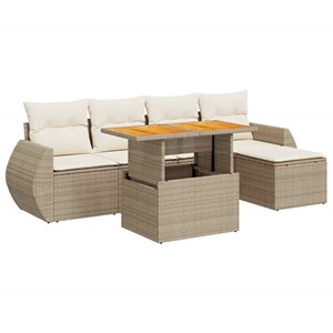 Maison exclusive - salon de jardin avec coussins 6 pcs beige résine tressée