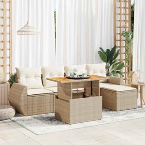 Maison exclusive - salon de jardin avec coussins 6 pcs beige résine tressée