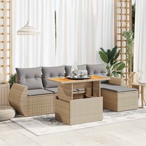 Maison exclusive - salon de jardin avec coussins 6 pcs beige résine tressée