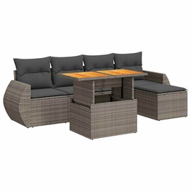 Maison exclusive - salon de jardin 6 pcs avec coussins gris résine tressée