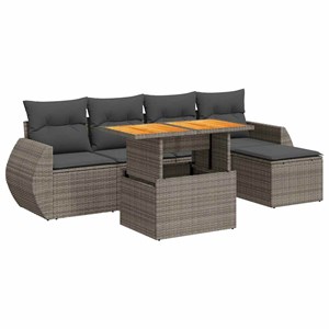Maison exclusive - salon de jardin 6 pcs avec coussins gris résine tressée