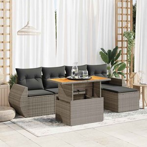Maison exclusive - salon de jardin 6 pcs avec coussins gris résine tressée