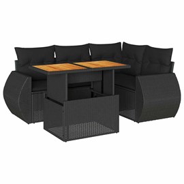 Maison exclusive - salon de jardin 5 pcs avec coussins noir résine tressée