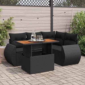 Maison exclusive - salon de jardin 5 pcs avec coussins noir résine tressée