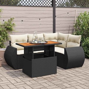 Maison exclusive - salon de jardin 5 pcs avec coussins noir résine tressée