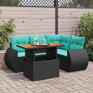 Maison exclusive - salon de jardin 5 pcs avec coussins noir résine tressée