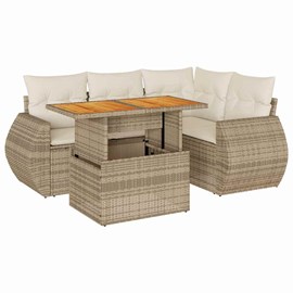 Maison exclusive - salon de jardin avec coussins 5 pcs beige résine tressée