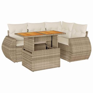 Maison exclusive - salon de jardin avec coussins 5 pcs beige résine tressée