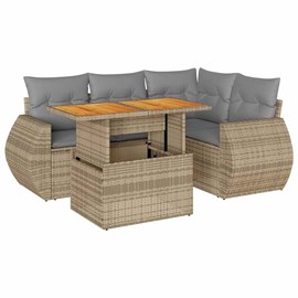 Maison exclusive - salon de jardin avec coussins 5 pcs beige résine tressée
