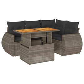 Maison exclusive - salon de jardin 5 pcs avec coussins gris résine tressée