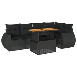 Maison exclusive - salon de jardin 6 pcs avec coussins noir résine tressée