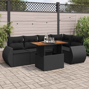 Maison exclusive - salon de jardin 6 pcs avec coussins noir résine tressée