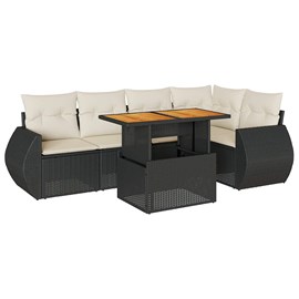 Maison exclusive - salon de jardin 6 pcs avec coussins noir résine tressée