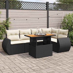 Maison exclusive - salon de jardin 6 pcs avec coussins noir résine tressée
