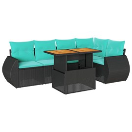 Maison exclusive - salon de jardin 6 pcs avec coussins noir résine tressée