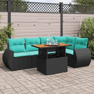 Maison exclusive - salon de jardin 6 pcs avec coussins noir résine tressée