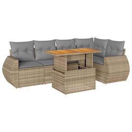 Maison exclusive - salon de jardin avec coussins 6 pcs beige résine tressée