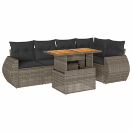 Maison exclusive - salon de jardin 6 pcs avec coussins gris résine tressée