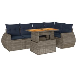 Maison exclusive - salon de jardin 6 pcs avec coussins gris résine tressée
