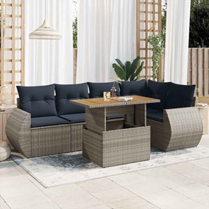 Maison exclusive - salon de jardin 6 pcs avec coussins gris résine tressée