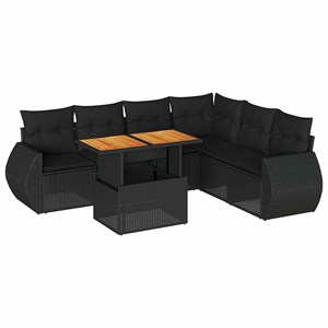 Maison exclusive - salon de jardin 7 pcs avec coussins noir résine tressée